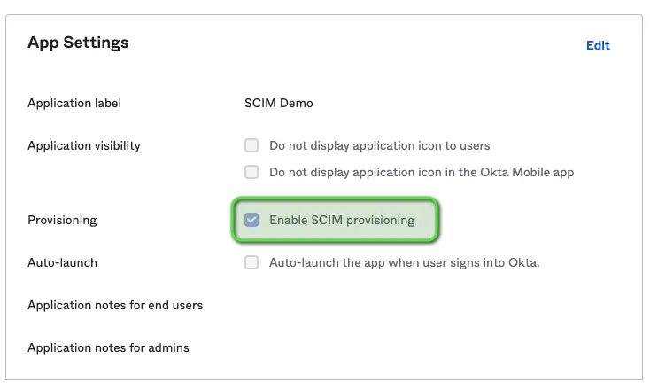Enable SCIM provisioning in Okta