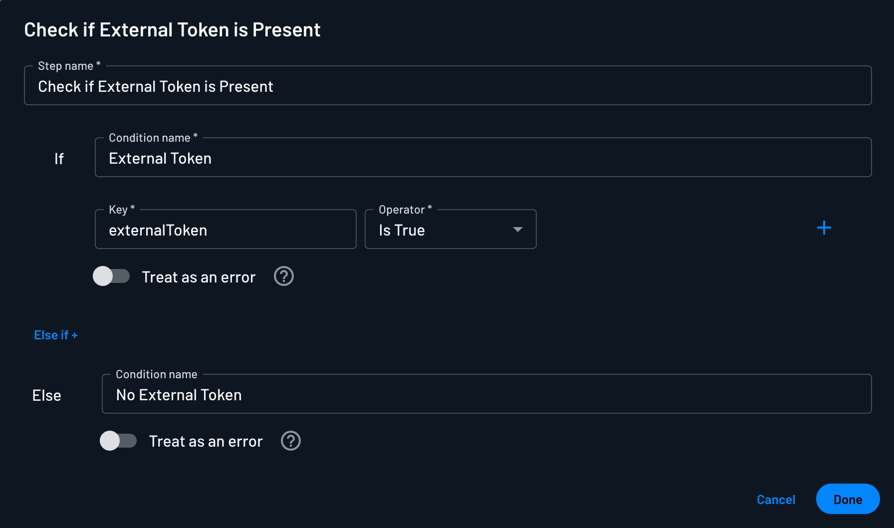 Token present condition