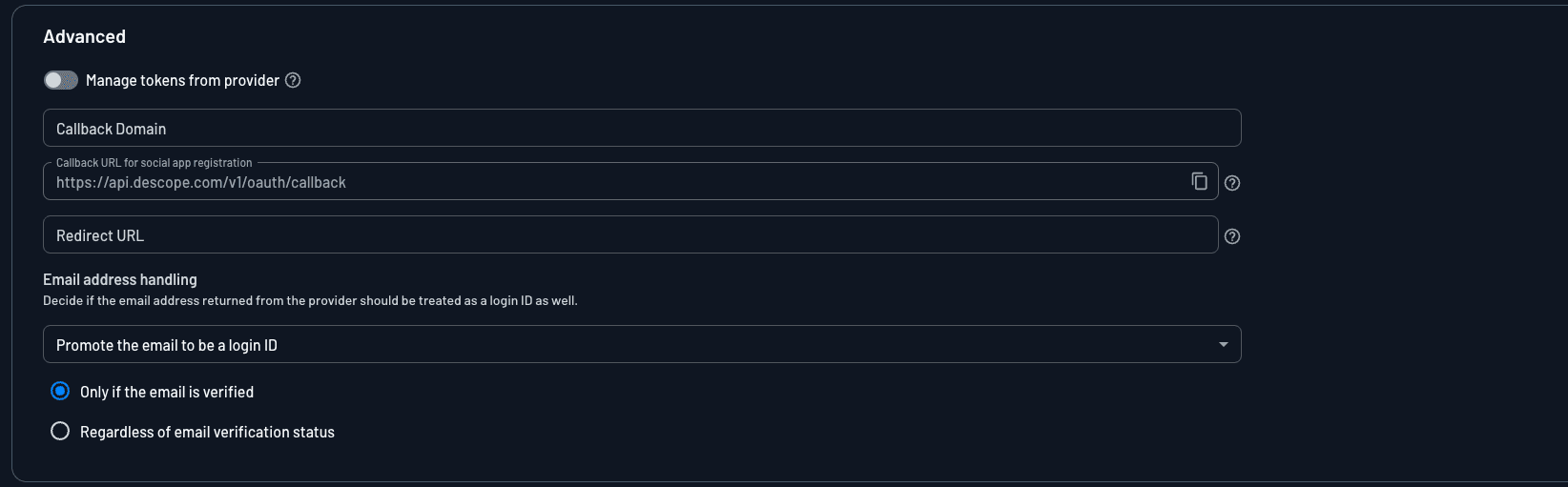 Descope custom social login with Facebook, creating Facebook application redirect URI