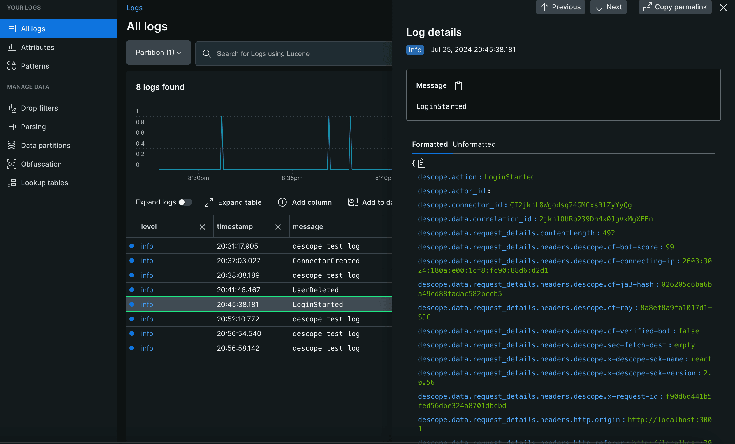 New Relic Logs Events