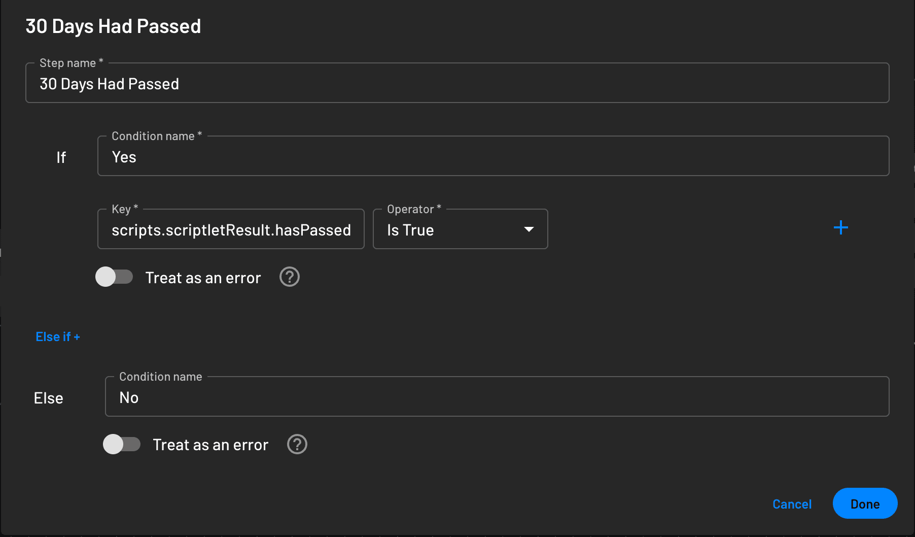 Condition using the Scriptlet output