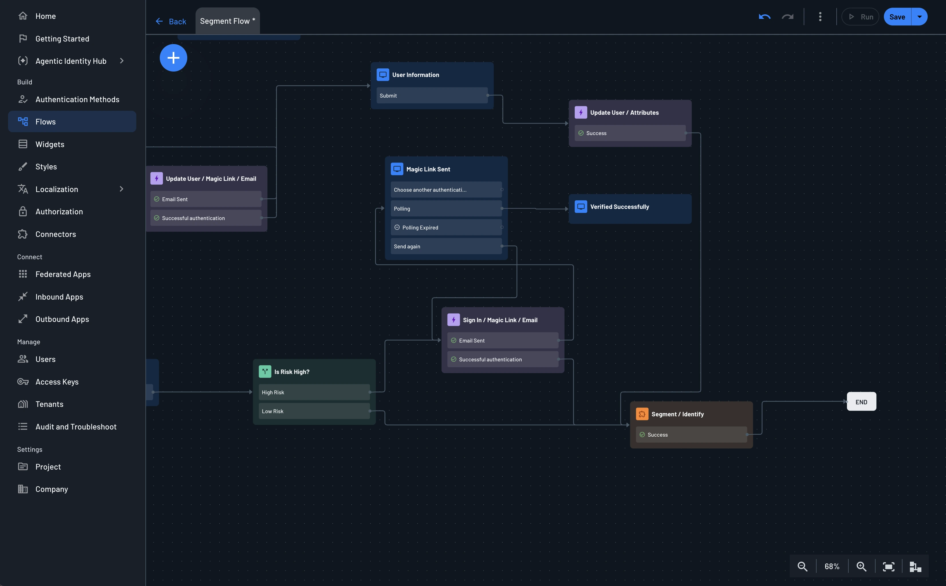 Descope example segment connector within flow