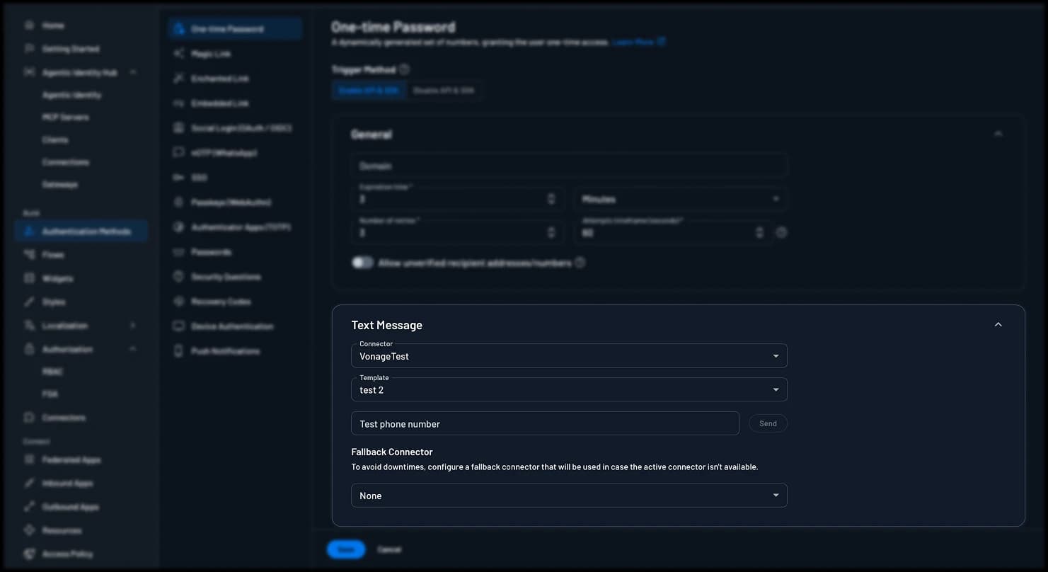 Vonage as the default OTP connector