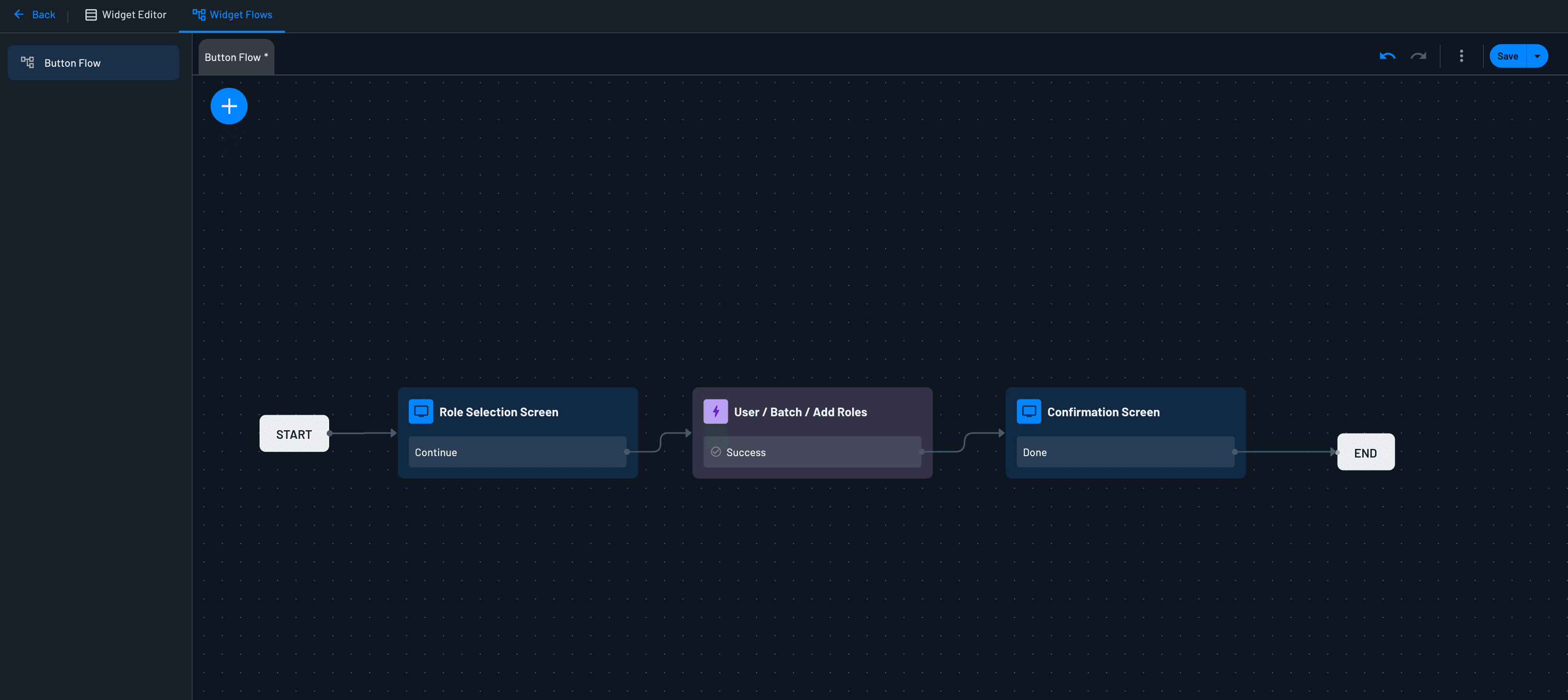 Batch user action widget flow