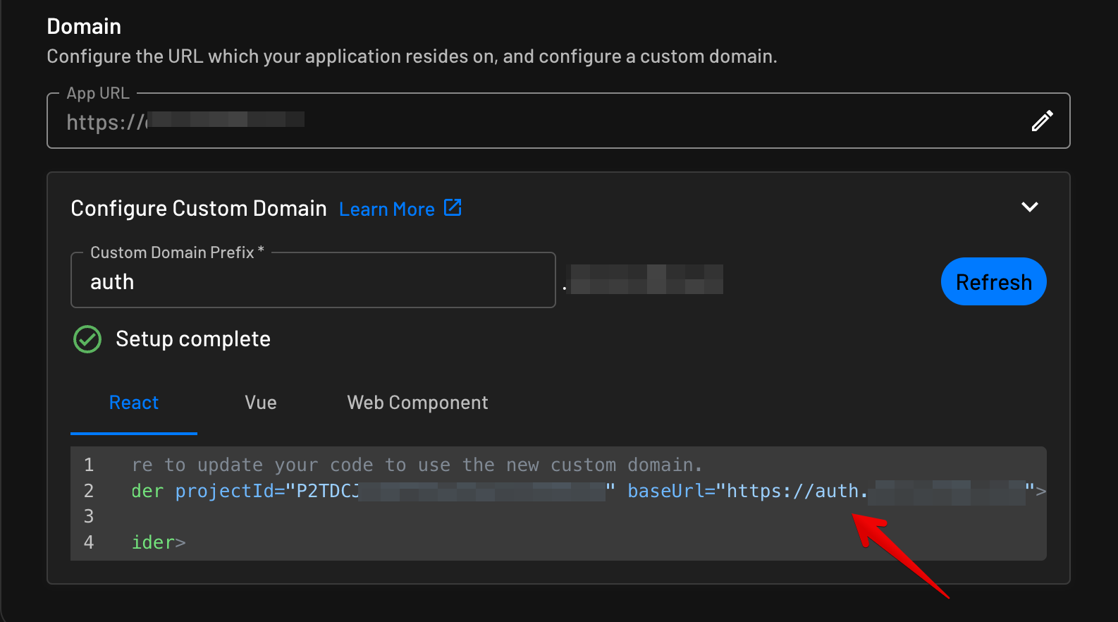 Base URL for Custom Domain.