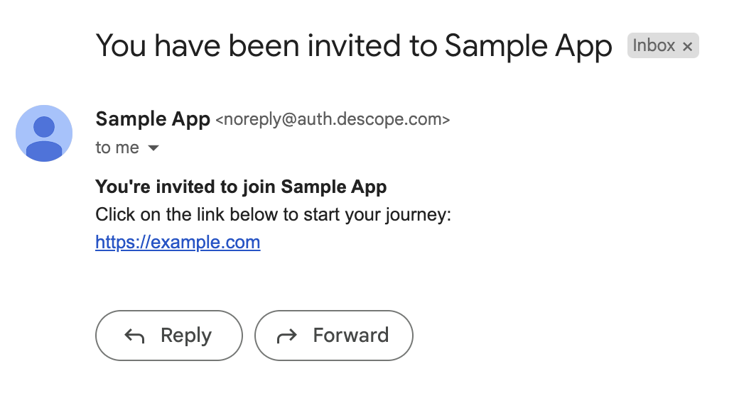 Descope sample user invite.