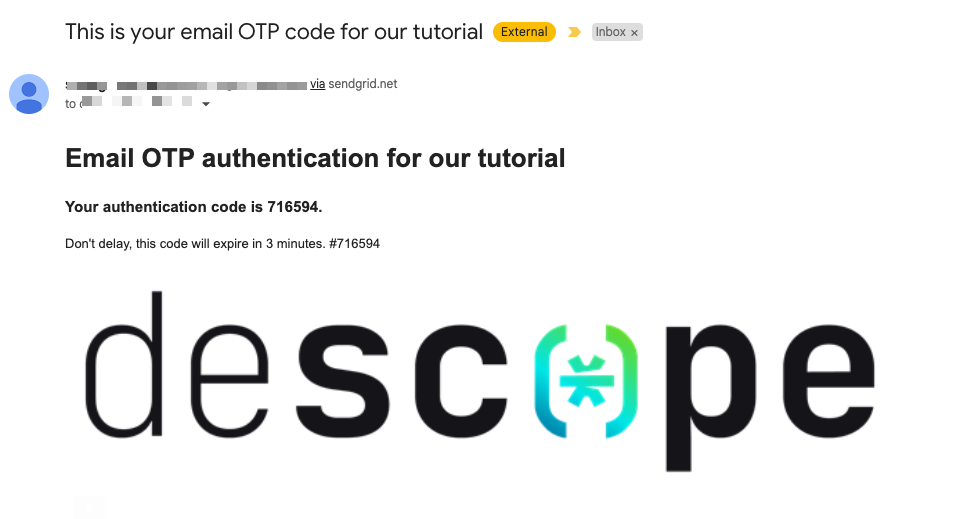 Example of a customized template for email authentication methods in Descope.