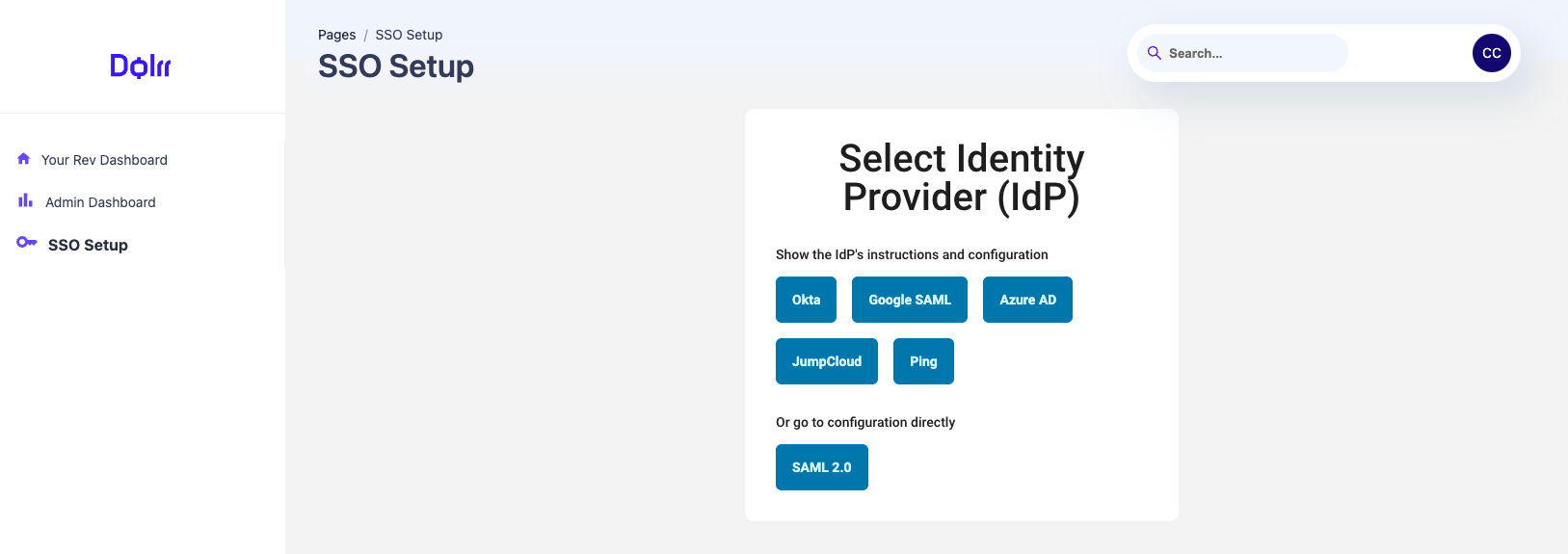Descope self service provisioning guide select identity provider.